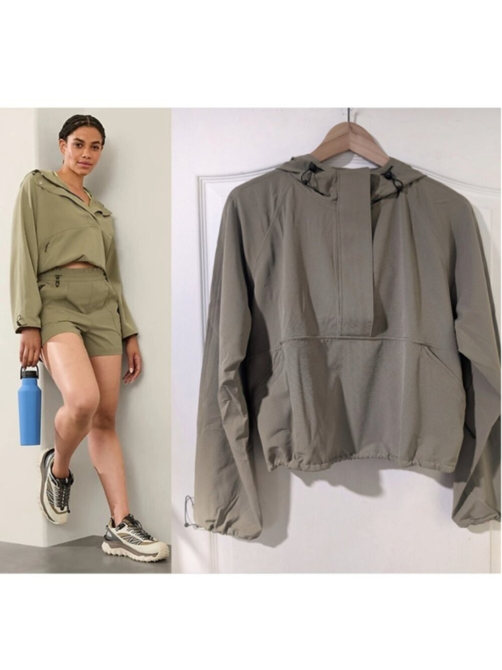 NEW! Athleta | Boundless Crop Popover In Olive Branch